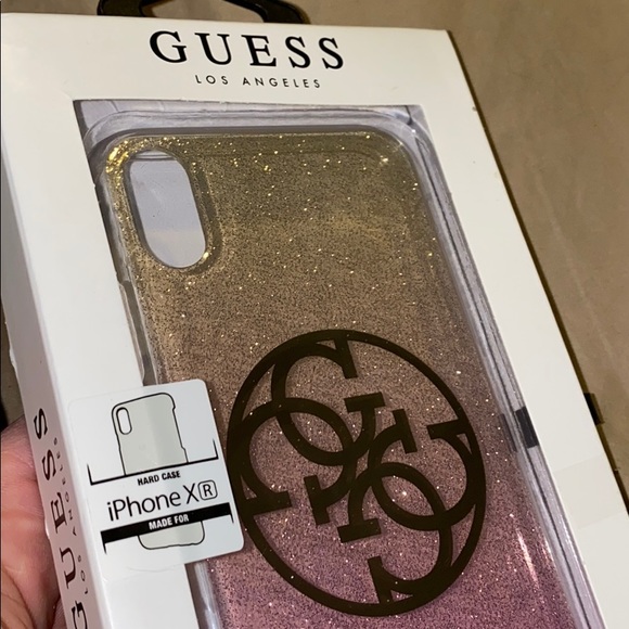 Guess Gold Pink Ombré Glitter iPhone XR Case - Picture 5 of 7